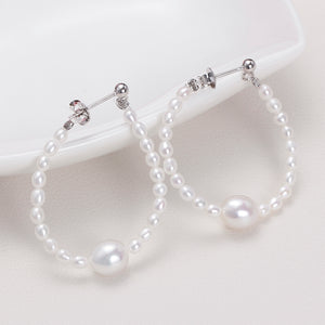 Oval Baby Pearl Hook Earrings