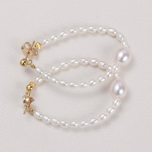 Oval Baby Pearl Hook Earrings