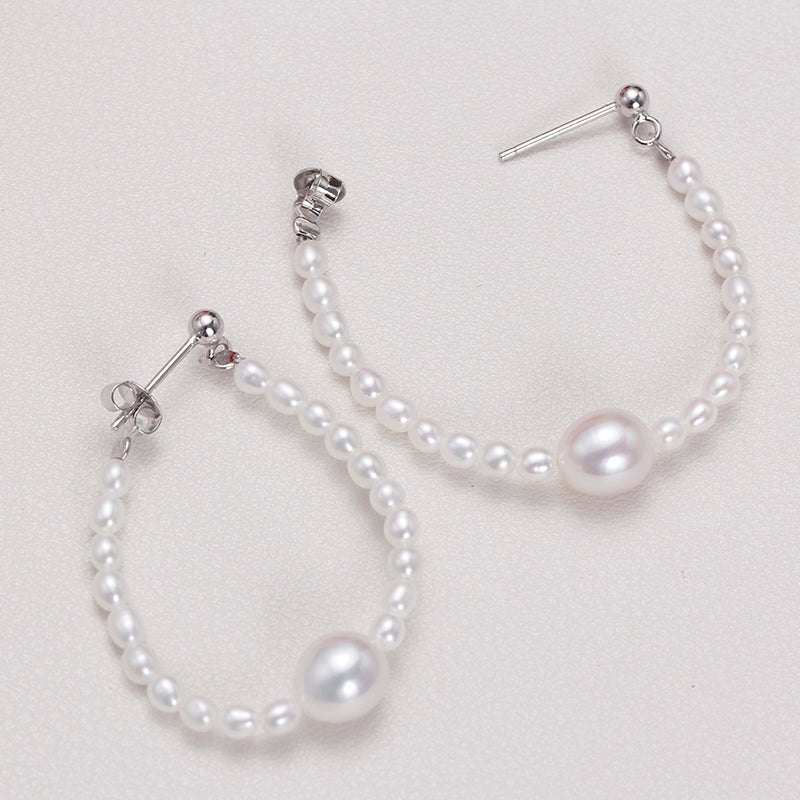 Oval Baby Pearl Hook Earrings