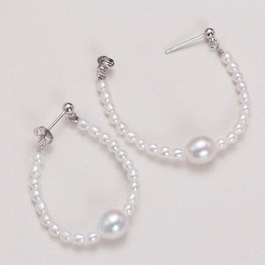 Oval Baby Pearl Hook Earrings